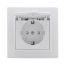 Розетка Минск 1-местная СП с заземлением и крышкой 16А белая защитные шторки EKF ERR16-029-100