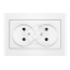 Розетка Бриллиант двойная без заземления с защитной шторкой белая Универсал 7947526