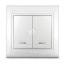 Севиль Выключатель двухклавишный с подсветкой белый Универсал С0123