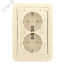 Розетка Лондон 2-местная с заземлением 16А бежевая с защитными шторками EKF EER16-128-200