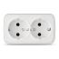 Розетка Электра двойная с заземлением белая Универсал 0020