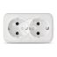 Розетка Электра двойная с заземлением белая Универсал 0020