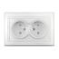 Розетка Севиль двойная без заземления с защитной шторкой белая Универсал C0048