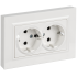 BRITE Розетка 2-местная с заземлением с защитными шторками плоская 16А в сборе РСшПл12-3-БрБ белый