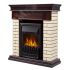 Портал для камина Bricks Classic из камня бежевый кирпич и темный дуб Firelight Bricks Classic BDO