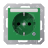 Розетка с полем для надписи 6x46 мм A500 2К+З 16 А 250В~ ударопрочная, зеленая JUNG A1520BFNAKOGN