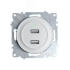 Розетка USB двойная, с подсветкой, цвет белый OneKeyElectro 2260089