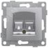 GUSI Ugra механизм розетки  компьютерной и телефонной (RJ45, RJ12), скрытая установка.  Цвет серебро. GUSI Electric С11КТ-004