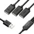 Хаб USB 2.0 на 3 порта, 1.2 м., гибкий, черный Greenconnect GCR-52356