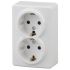Розетка 2х2P+E Schuko со шторками, 16A-250В, ОУ, Эра Эксперт, Al+Cu, белый, 11А-2206-01 ЭРА Б0038819