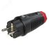 Вилка каб 16А/250V/2P+E/IP44 корпус черный, маркер красный PCE 0512-sr