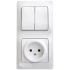 Блок: розетка + выключатель двухклавишный белый SE (Systeme) GSL000172