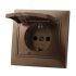 Мира Розетка с/з с крышкой  светло-коричневая     металлик Lezard 701-3131-123