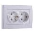 RAIN Розетка двойная с заземлением керамика белая с боковой вставкой хром Lezard 703-0225-127