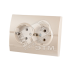 DERIY Розетка х2 с/з ПБТ жемчужно-белый Lezard 702-3030-127