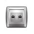 Маргарита розетка двухпортовая компьютерная RJ45, серебро (еврослот) Универсал 1083-S