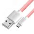 Кабель Micro USB, 1.5 м., розовый нейлон, быстрая зарядка 3A Greenconnect GCR-51703