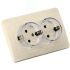Розетка двойная скрытая с заземлением (стакан) слоновая кость HEGEL РС16-381-01