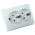 Розетка двойная скрытая с заземлением (стакан) белая HEGEL РС16-381