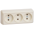 OKTAVA Розетка 3-местная без заземления для открытой установки 10А РС23-2-ОК кремовый IEK