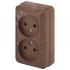 Розетка 2х2P, 16А-250В, ОУ, Quadro, венге ЭРА Б0053796