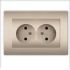 Розетка двухместная серия Афина б/з, с/у, 16А, 220В, шампань (еврослот) Универсал A0102-Br