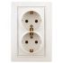 Розетка Intro Plano 1-205-02 с заземлением двойная 2X2P+E Schuko, 16А-250В, IP20, СУ, слоновая кость ЭРА Б0053916