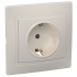 KVARTA Розетка 1-местная с заземлением с защитными шторками 16А кер. РСш10-3-Км кремовый IEK