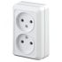 Розетка Intro Quadro 2-203-01 двойная без заземления 2х2P, 16А-250В, IP20, ОУ, Quadro, белый ЭРА Б0053792