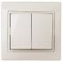Выключатель Intro Plano 1-104-02 двухклавишный, 10А-250В, IP20, СУ, слоновая кость ЭРА Б0053760